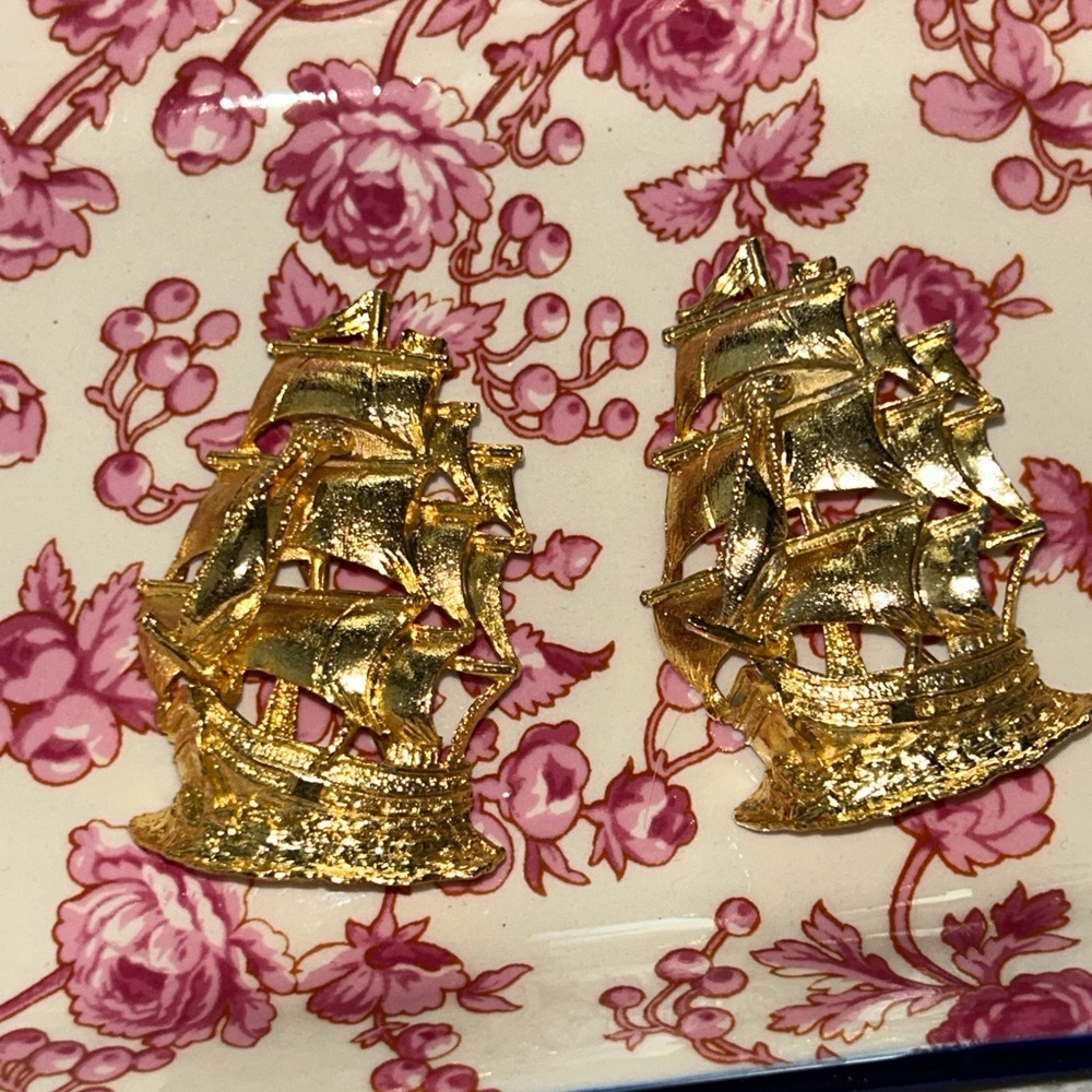 Gold Ship Brooches